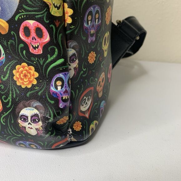 Loungefly Disney Pixar Black Mini Backpack Coco Skulls *See Notes main image 4